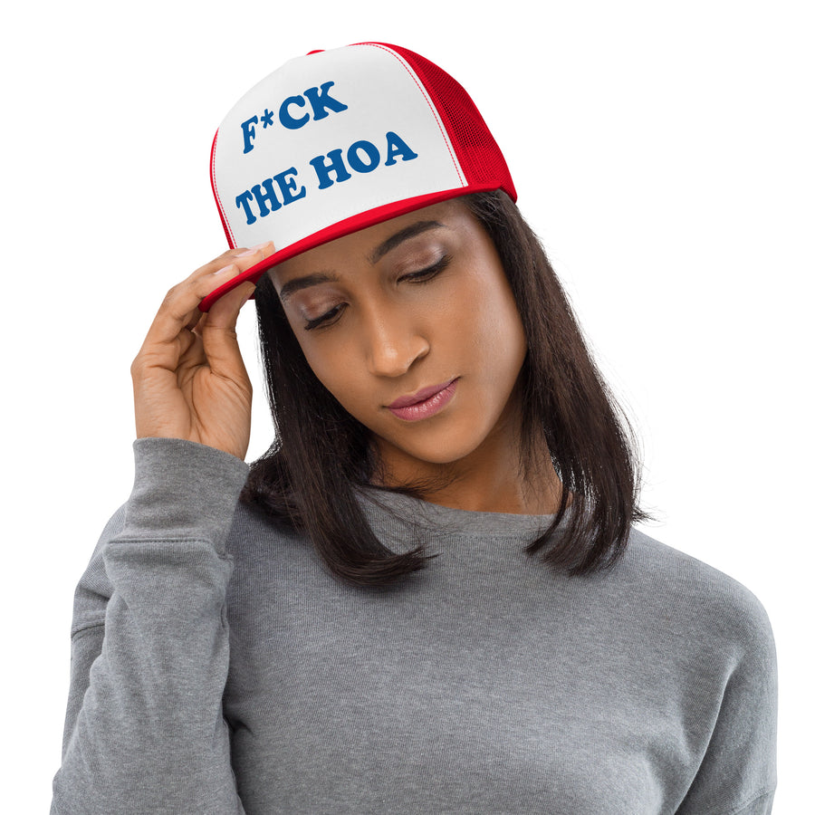 F the HOA — Red Flat-Bill Trucker