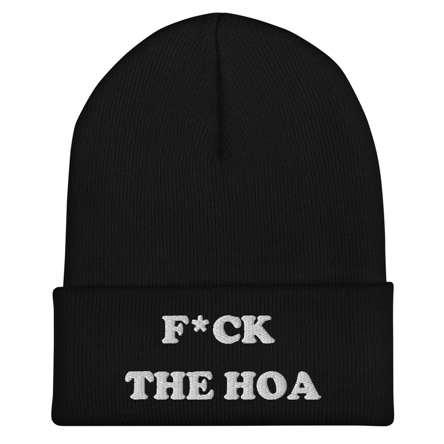 F the HOA — Black Embroidered Beanie